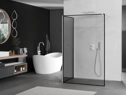 Mexen Kioto ścianka prysznicowa Walk-in 110 x 90 cm, czarna ramka, biała - 800-110-212-20-70-090