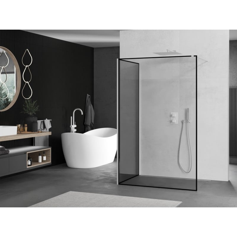 Mexen Kioto ścianka prysznicowa Walk-in 120 x 110 cm, czarna ramka, biała - 800-120-212-20-70-110