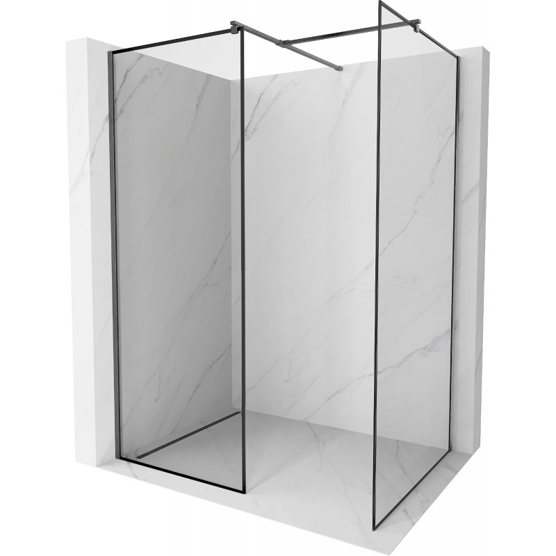 Mexen Kioto ścianka prysznicowa Walk-in 100 x 100 cm, czarna ramka, gun gray szczotkowany - 800-100-202-66-70-100