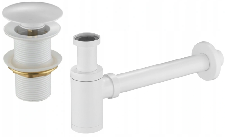Mexen półsyfon umywalkowy okrągły z korkiem klik-klak, bez przelewu, biały - 7991050-20