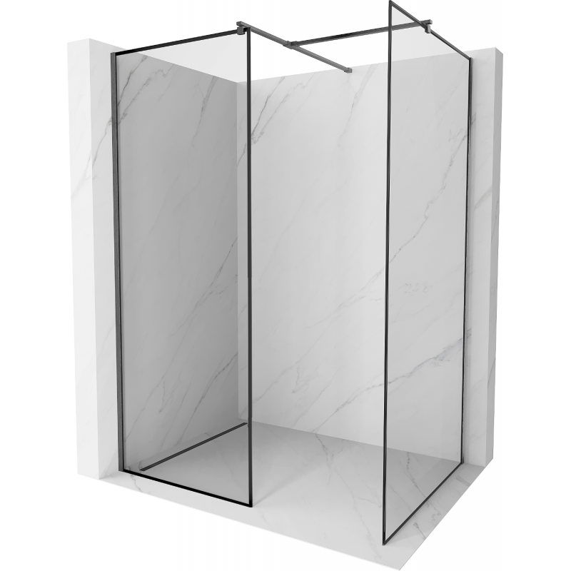 Mexen Kioto ścianka prysznicowa Walk-in 150 x 110 cm, czarna ramka, gun gray szczotkowany - 800-150-202-66-70-110