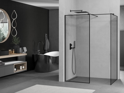 Mexen Kioto ścianka prysznicowa Walk-in 80 x 70 cm, czarna ramka, czarna - 800-080-202-70-70-070