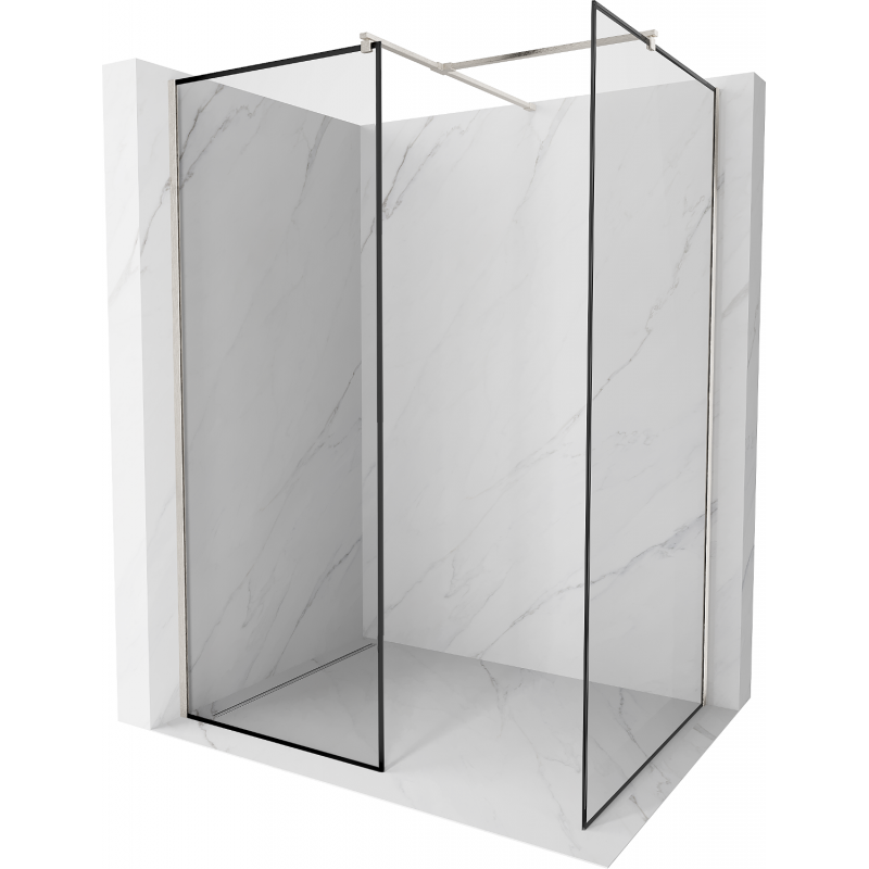 Mexen Kioto ścianka prysznicowa Walk-in 90 x 80 cm, czarna ramka, nikiel szczotkowany - 800-090-202-97-70-080