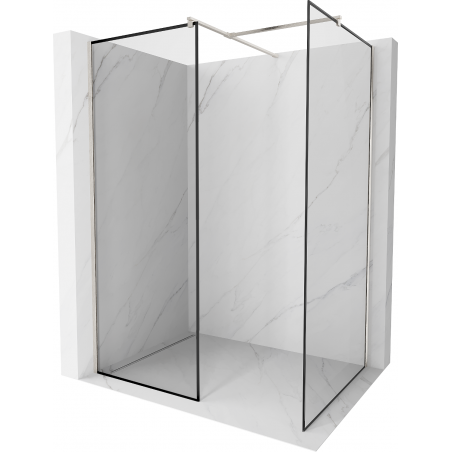 Mexen Kioto ścianka prysznicowa Walk-in 90 x 80 cm, czarna ramka, nikiel szczotkowany - 800-090-202-97-70-080