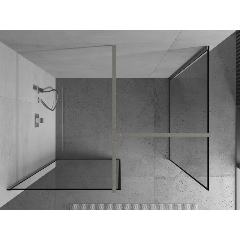 Mexen Kioto ścianka prysznicowa Walk-in 90 x 80 cm, czarna ramka, nikiel szczotkowany - 800-090-202-97-70-080