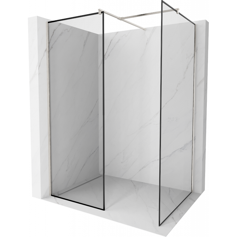 Mexen Kioto ścianka prysznicowa Walk-in 130 x 80 cm, czarna ramka, nikiel szczotkowany - 800-130-202-97-70-080