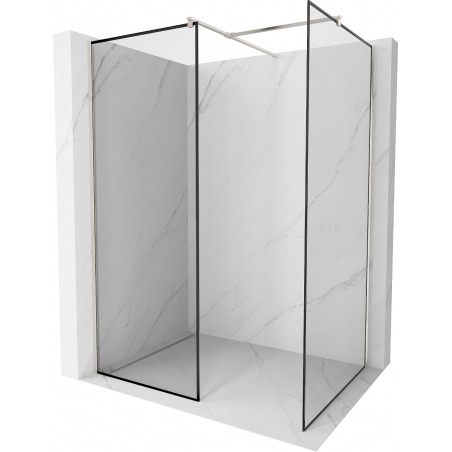 Mexen Kioto ścianka prysznicowa Walk-in 130 x 80 cm, czarna ramka, nikiel szczotkowany - 800-130-202-97-70-080