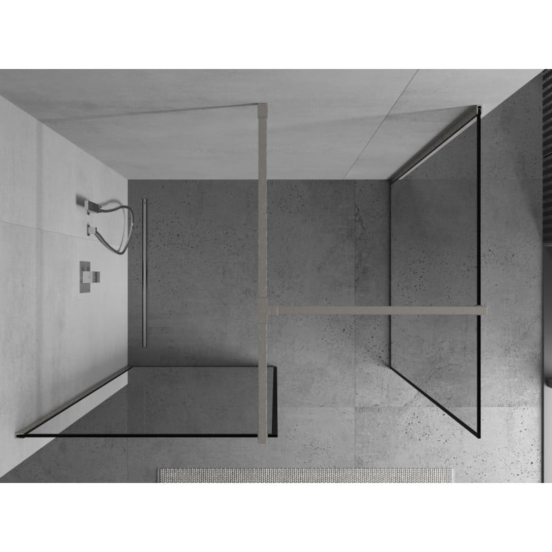 Mexen Kioto ścianka prysznicowa Walk-in 120 x 110 cm, czarna ramka, nikiel szczotkowany - 800-120-202-97-70-110