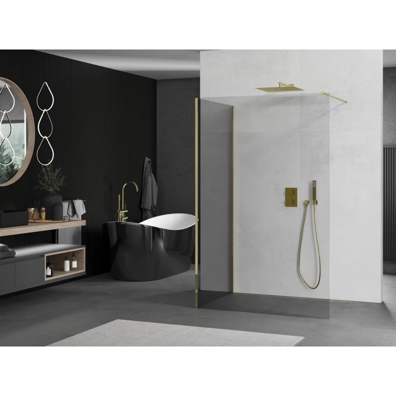 Mexen Kioto ścianka prysznicowa Walk-in 130 x 70 cm, transparent, złota - 800-130-212-50-00-070