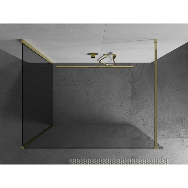Mexen Kioto ścianka prysznicowa Walk-in 100 x 75 cm, transparent, złota - 800-100-212-50-00-075
