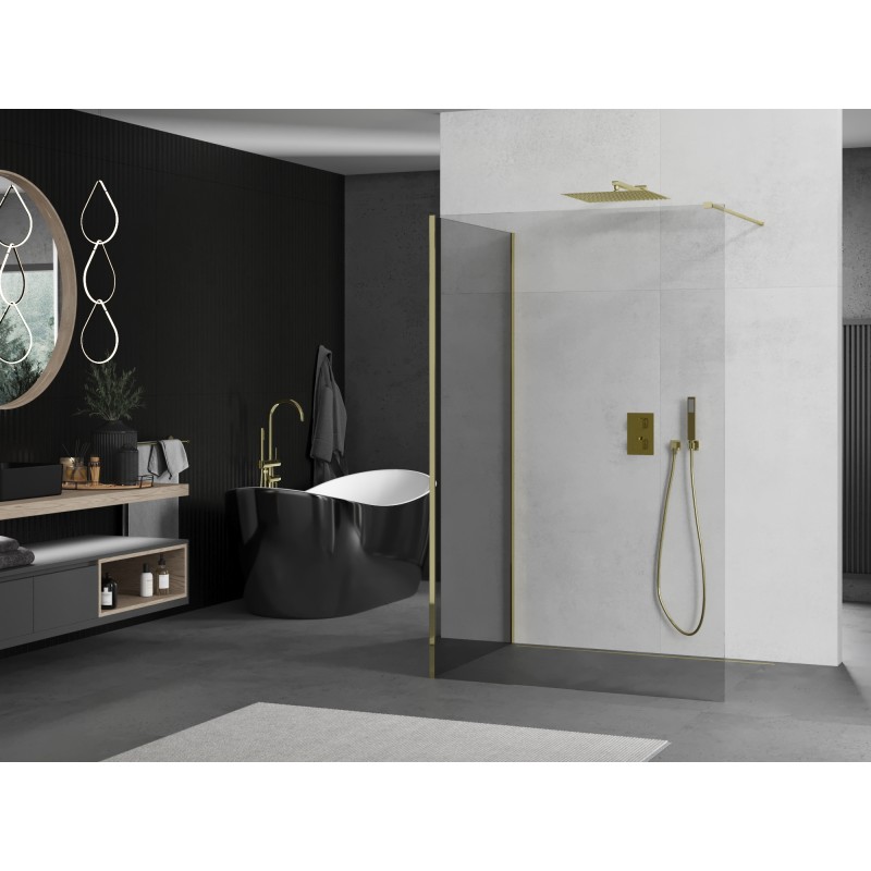 Mexen Kioto ścianka prysznicowa Walk-in 100 x 90 cm, transparent, złota - 800-100-212-50-00-090