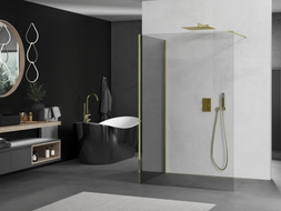 Mexen Kioto ścianka prysznicowa Walk-in 105 x 100 cm, transparent, złota - 800-105-212-50-00-100