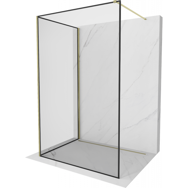 Mexen Kioto ścianka prysznicowa Walk-in 130 x 70 cm, czarna ramka, złota - 800-130-212-50-70-070
