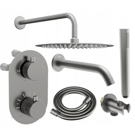 Mexen Kai DR70 zestaw wannowo-prysznicowy podtynkowy z deszczownicą 25 cm, grafit - 77602DR70251-66