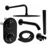 Mexen Kai DR70 zestaw wannowo-prysznicowy podtynkowy z deszczownicą 25 cm, czarny - 77602DR70251-70