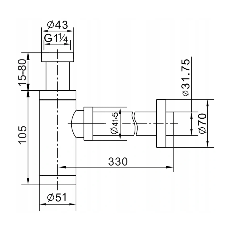 Mexen półsyfon umywalkowy okrągły z korkiem klik-klak, bez przelewu, chrom - 7991050-00
