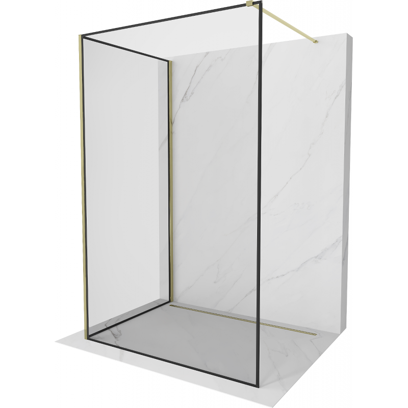 Mexen Kioto ścianka prysznicowa Walk-in 90 x 80 cm, czarna ramka, złota - 800-090-212-50-70-080