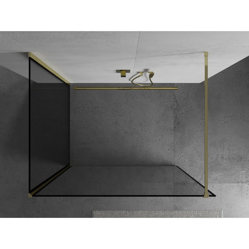 Mexen Kioto ścianka prysznicowa Walk-in 120 x 90 cm, czarna ramka, złota - 800-120-212-50-70-090