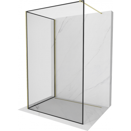 Mexen Kioto ścianka prysznicowa Walk-in 140 x 90 cm, czarna ramka, złota - 800-140-212-50-70-090