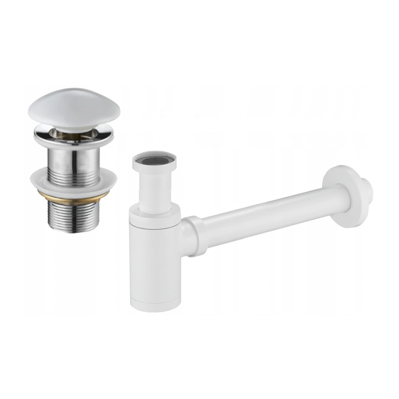 Mexen półsyfon umywalkowy okrągły z korkiem ceramicznym klik-klak, bez przelewu, biały - 7991050-25