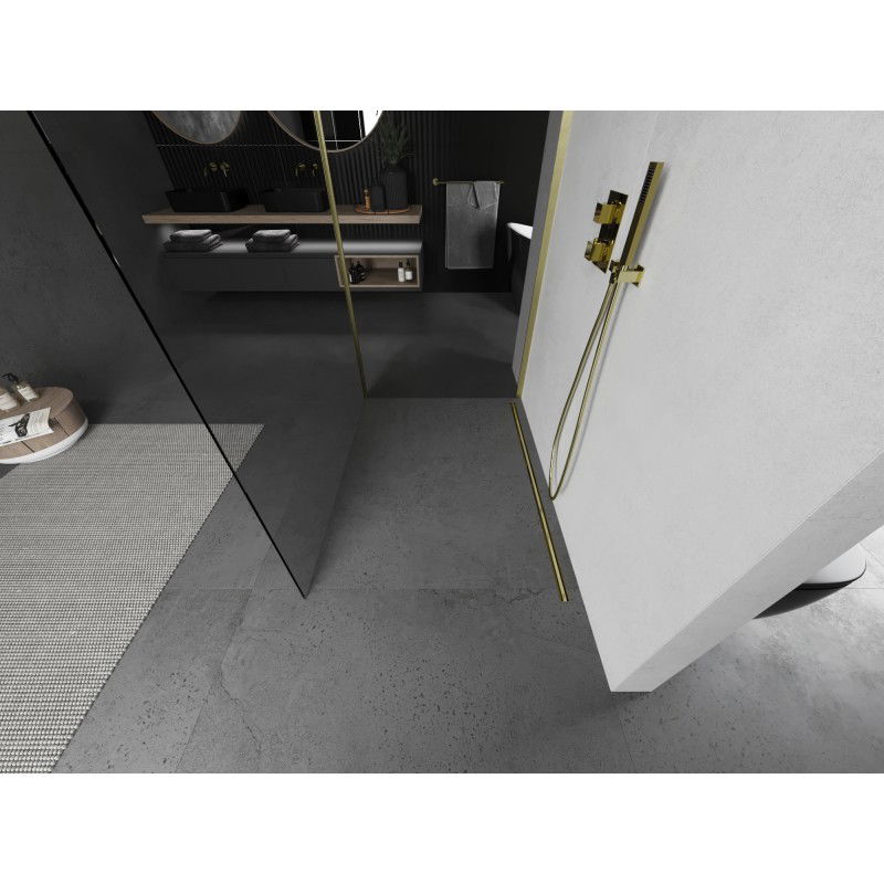 Mexen Kioto ścianka prysznicowa Walk-in 120 x 75 cm, transparent, złota szczotkowana - 800-120-212-55-00-075