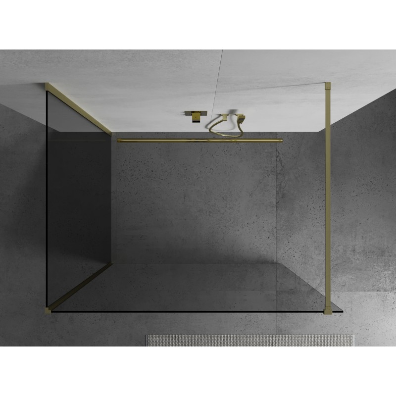 Mexen Kioto ścianka prysznicowa Walk-in 90 x 75 cm, transparent, złota szczotkowana - 800-090-212-55-00-075