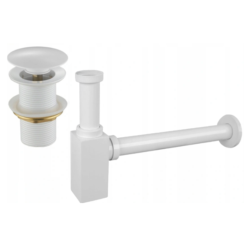 Mexen półsyfon umywalkowy kwadratowy z korkiem klik-klak, bez przelewu, biały - 7991060-20