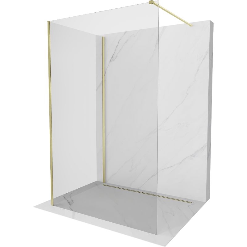 Mexen Kioto ścianka prysznicowa Walk-in 130 x 100 cm, transparent, złota szczotkowana - 800-130-212-55-00-100