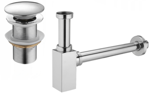 Mexen półsyfon umywalkowy kwadratowy z korkiem klik-klak, bez przelewu, chrom - 7991060-00