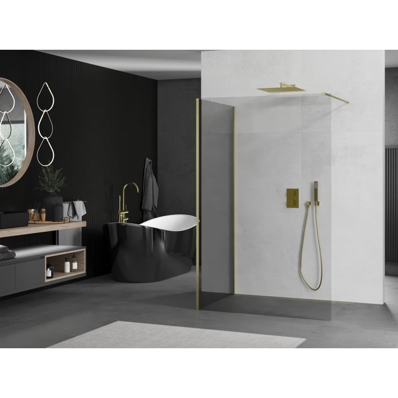 Mexen Kioto ścianka prysznicowa Walk-in 120 x 110 cm, transparent, złota szczotkowana - 800-120-212-55-00-110