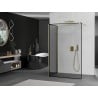 Mexen Kioto ścianka prysznicowa Walk-in 90 x 90 cm, czarna ramka, złota szczotkowana - 800-090-212-55-70-090