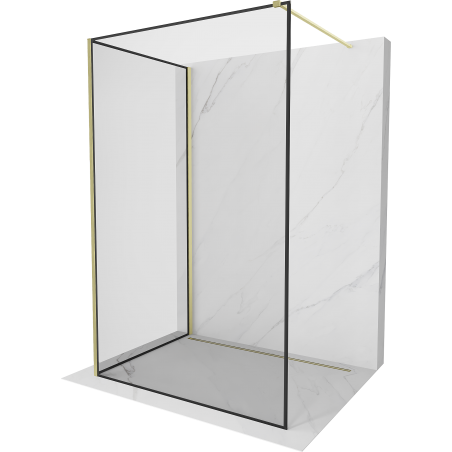Mexen Kioto ścianka prysznicowa Walk-in 120 x 90 cm, czarna ramka, złota szczotkowana - 800-120-212-55-70-090