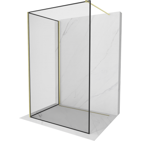 Mexen Kioto ścianka prysznicowa Walk-in 110 x 90 cm, czarna ramka, złota szczotkowana - 800-110-212-55-70-090