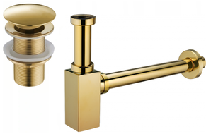 Mexen półsyfon umywalkowy kwadratowy z korkiem klik-klak, bez przelewu, złoty - 7991060-50