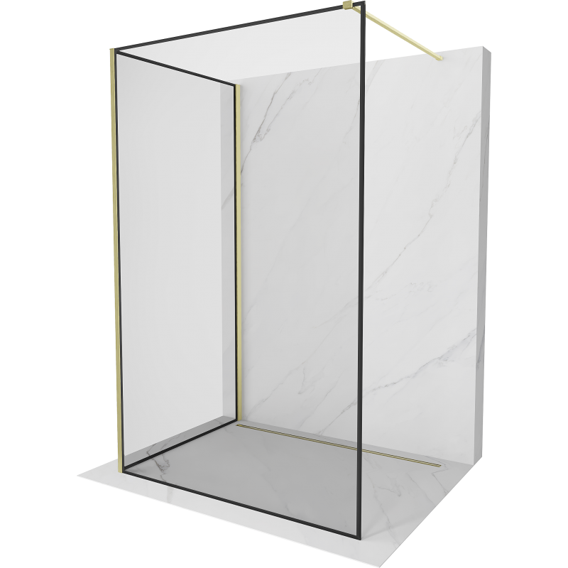 Mexen Kioto ścianka prysznicowa Walk-in 130 x 120 cm, czarna ramka, złota szczotkowana - 800-130-212-55-70-120
