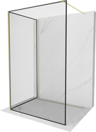 Mexen Kioto ścianka prysznicowa Walk-in 130 x 120 cm, czarna ramka, złota szczotkowana - 800-130-212-55-70-120