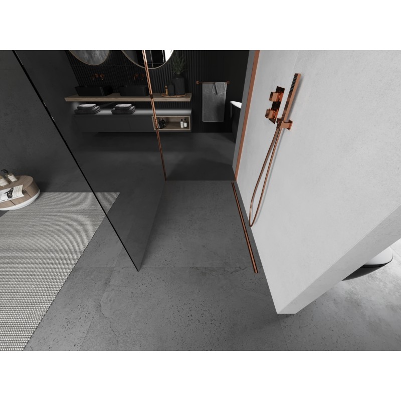 Mexen Kioto ścianka prysznicowa Walk-in 130 x 100 cm, transparent, różowe złoto - 800-130-212-60-00-100