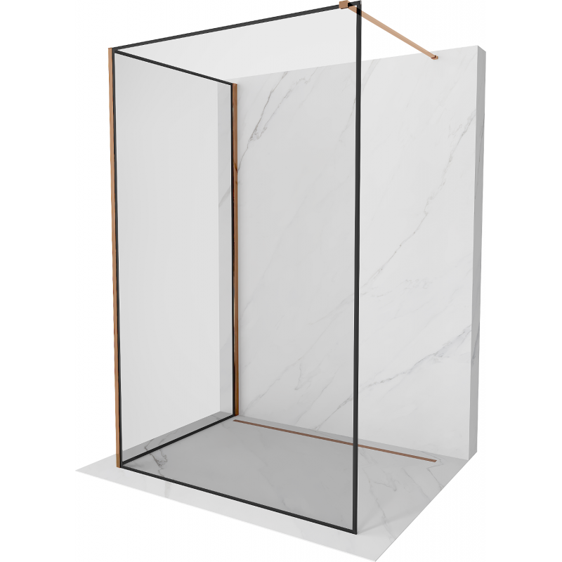 Mexen Kioto ścianka prysznicowa Walk-in 120 x 80 cm, czarna ramka, różowe złoto - 800-120-212-60-70-080