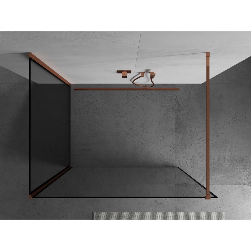 Mexen Kioto ścianka prysznicowa Walk-in 120 x 80 cm, czarna ramka, różowe złoto - 800-120-212-60-70-080