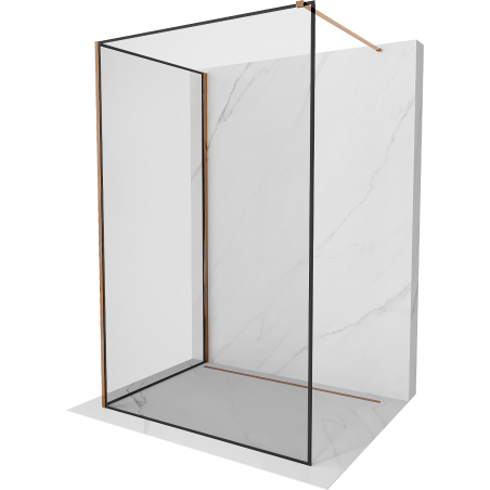 Mexen Kioto ścianka prysznicowa Walk-in 130 x 100 cm, czarna ramka, różowe złoto - 800-130-212-60-70-100