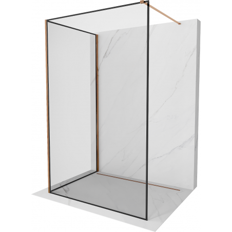 Mexen Kioto ścianka prysznicowa Walk-in 130 x 110 cm, czarna ramka, różowe złoto - 800-130-212-60-70-110