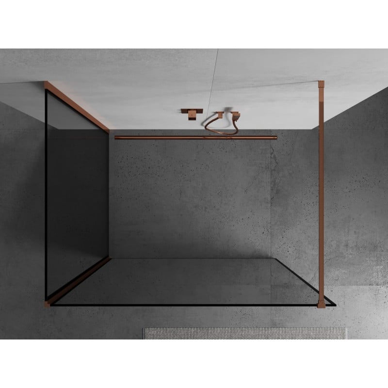 Mexen Kioto ścianka prysznicowa Walk-in 120 x 120 cm, czarna ramka, różowe złoto - 800-120-212-60-70-120