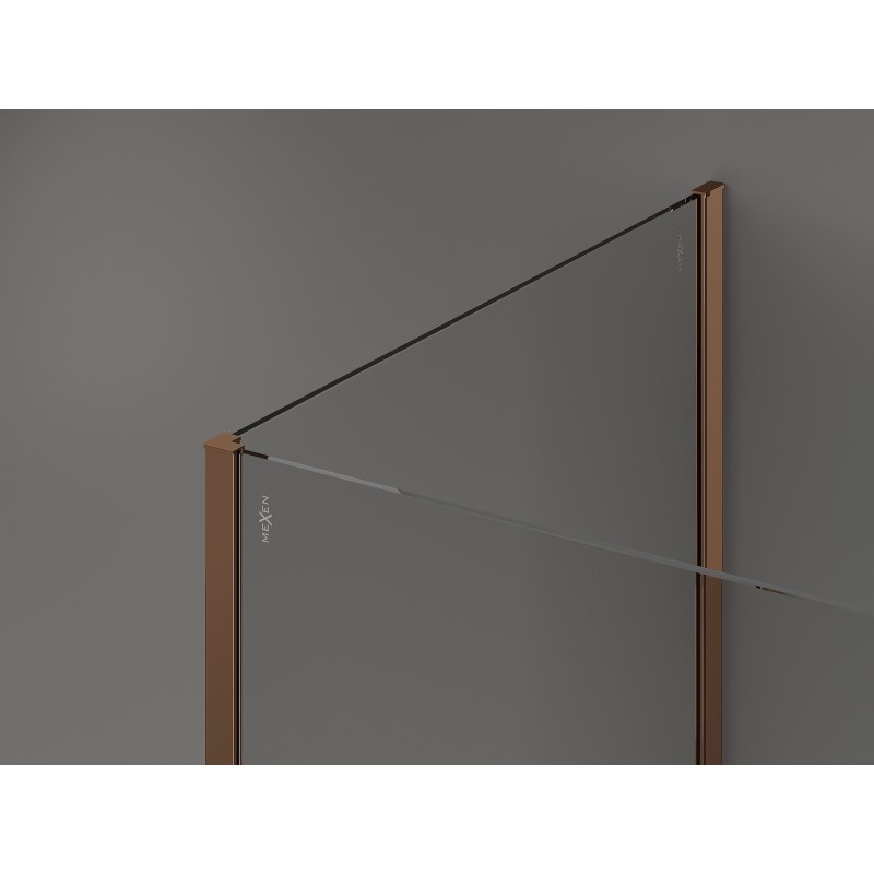 Mexen Kioto ścianka prysznicowa Walk-in 120 x 110 cm, czarna ramka, różowe złoto - 800-120-212-60-70-110