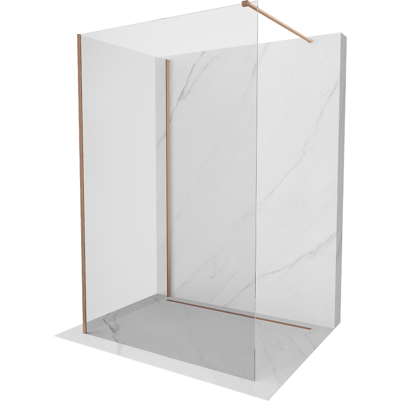 Mexen Kioto ścianka prysznicowa Walk-in 130 x 75 cm, transparent, miedź szczotkowana - 800-130-212-65-00-075