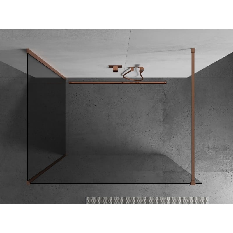 Mexen Kioto ścianka prysznicowa Walk-in 90 x 90 cm, transparent, miedź szczotkowana - 800-090-212-65-00-090