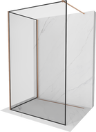 Mexen Kioto ścianka prysznicowa Walk-in 100 x 70 cm, czarna ramka, miedź szczotkowana - 800-100-212-65-70-070