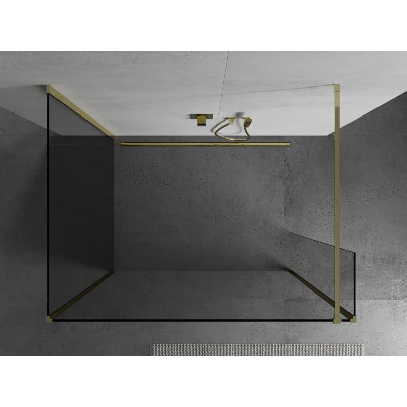 Mexen Kioto ścianka prysznicowa Walk-in 120 x 70 x 30 cm, transparent, złota - 800-120-070-221-50-00-030