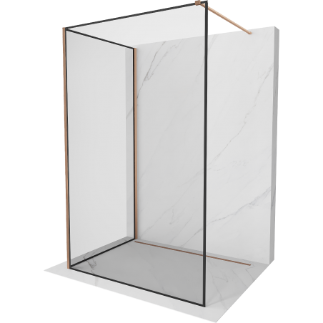 Mexen Kioto ścianka prysznicowa Walk-in 100 x 100 cm, czarna ramka, miedź szczotkowana - 800-100-212-65-70-100