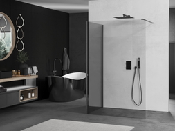 Mexen Kioto ścianka prysznicowa Walk-in 100 x 100 cm, transparent, gun gray szczotkowany - 800-100-212-66-00-100