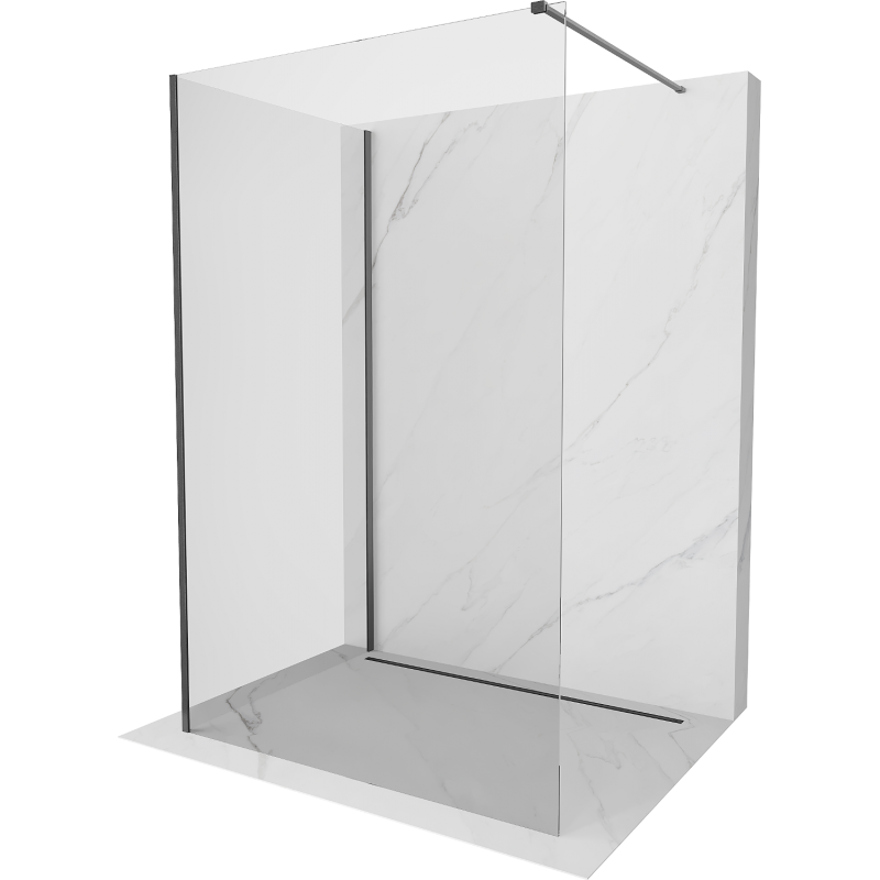Mexen Kioto ścianka prysznicowa Walk-in 125 x 120 cm, transparent, gun gray szczotkowany - 800-125-212-66-00-120